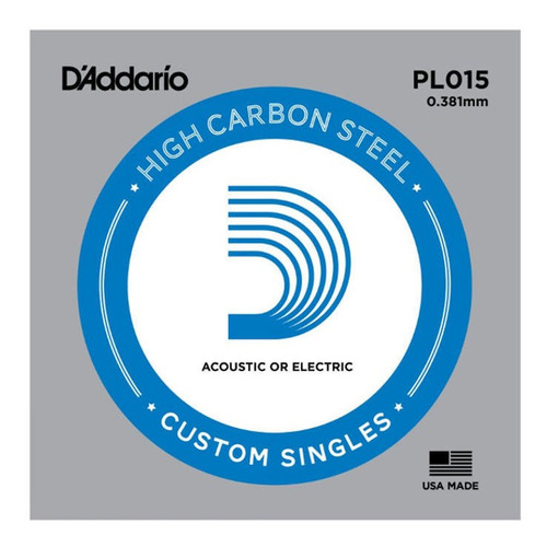 Corda Avulsa Para Guitarra .015 D'addario Plain Steel Pl015