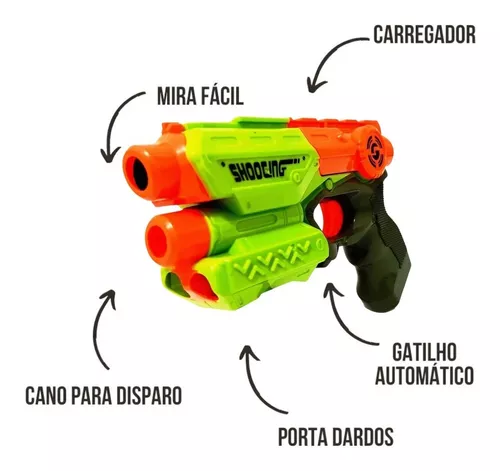 Pistola Arminha De Brinquedo Tipo Nerf Lançador Dardos Arma