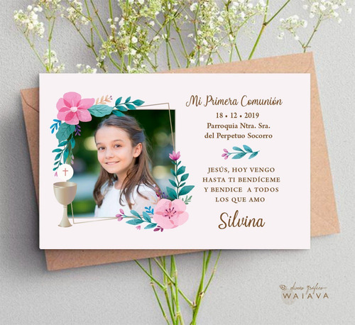 Imagen 6 de 10 de Estampas Nenas Primera Comunión 11 X 7 Cm Horiz C/foto X 3u