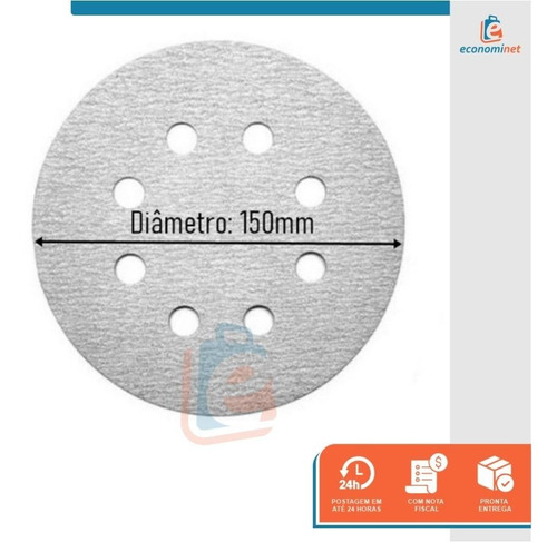 Kit 10 Disco De Lixa De Velcro Branco 150mm Grão 320 Starfer