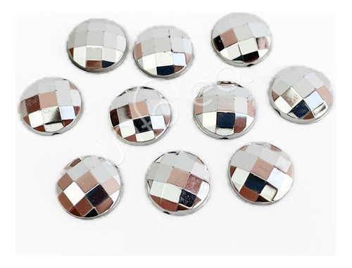 Chaton Redondo 13mm Prata Espelhado - 10 Unidades