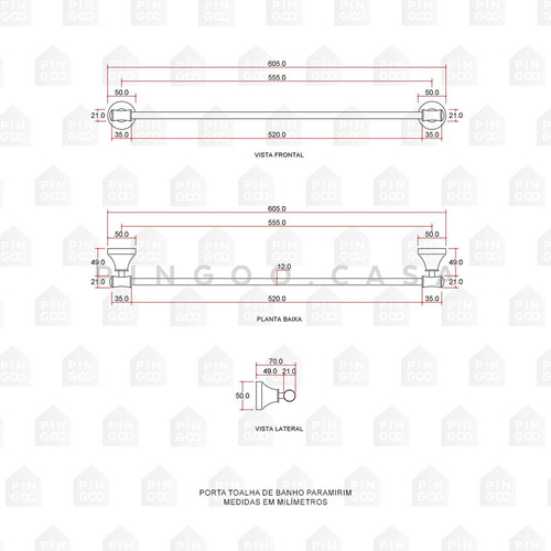 Porta Toalha De Banho Duplo Piranji Pingoo.casa Dourado Rose