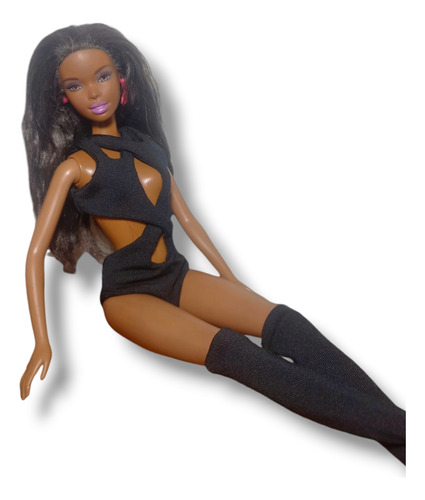Ropa Para Barbie Body Y Medias Bucaneras Hermoso Conjunto