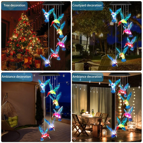 Imagen 9 de 10 de Campana De Viento De Luz Led Solar Multicolor Jardin Terraza