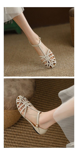 Sandalias Retro De Tacón Grueso Para Mujer