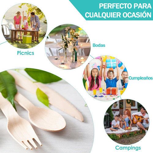 120pcs Cubiertos De Madera De 6.5 Pulgadas De Largo