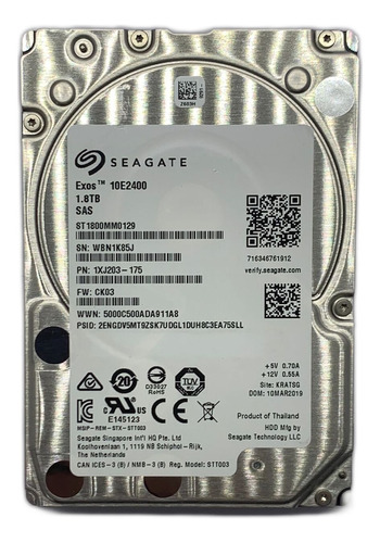 Hd Seagate 1.8tb Sas 10k 2.5 12gb St1800mm0129 1xj203-175