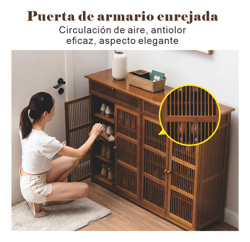 Multifuncional Zapatero Madera Modernos 3 Puertas 100cm Marrón