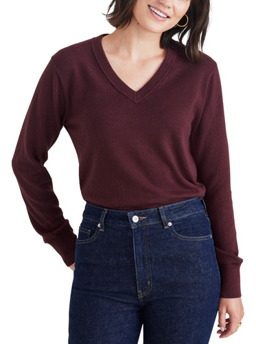 Sweater Mujer V-neck Regular Fit Café Dockers A6465-0008