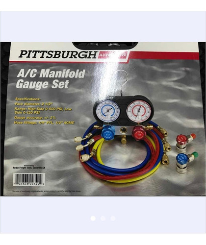 Manifold Para Aire Acondicionado Marca Pittsburgh R134a0