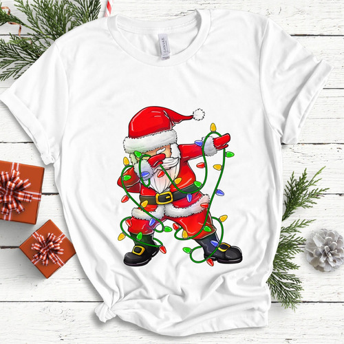 Remera Modal Blanca Navidad Papa Noel