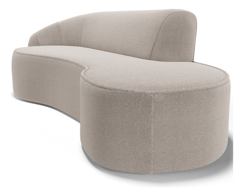 Sofá 3 Lugares Curvo Sala Firenze Esq Bouclê Bege 180cm B-62