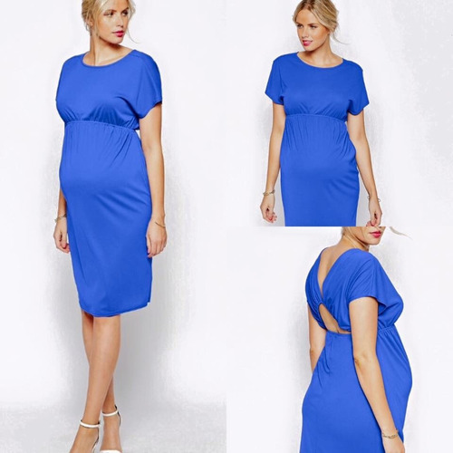 Vestido Formal Embarazada Maternal Azul