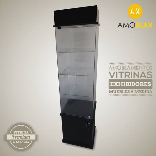 Vitrina Exhibidor Vertical De Vidrio Con Luz Cordoba Amoblax