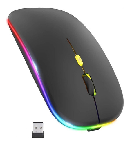 Mouse Inalambrico Batería Recargable Led Rgb Retro Iluminado