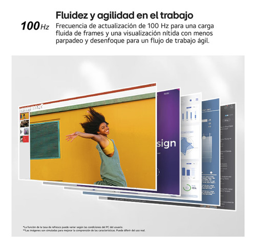 Monitor LG 27 pulgadas Panel IPS, QHD, Frecuencia de actualización 100Hz, Diseño envolvente prácticamente sin bordes en 3 lados, Black Stabilizer, Modo Lectura, Flicker Safe para comodidad visual