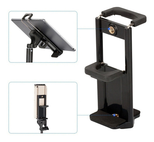 Imagen 7 de 10 de Soporte Clip Doble Para Celular Tablet Tripode Brazo Univers
