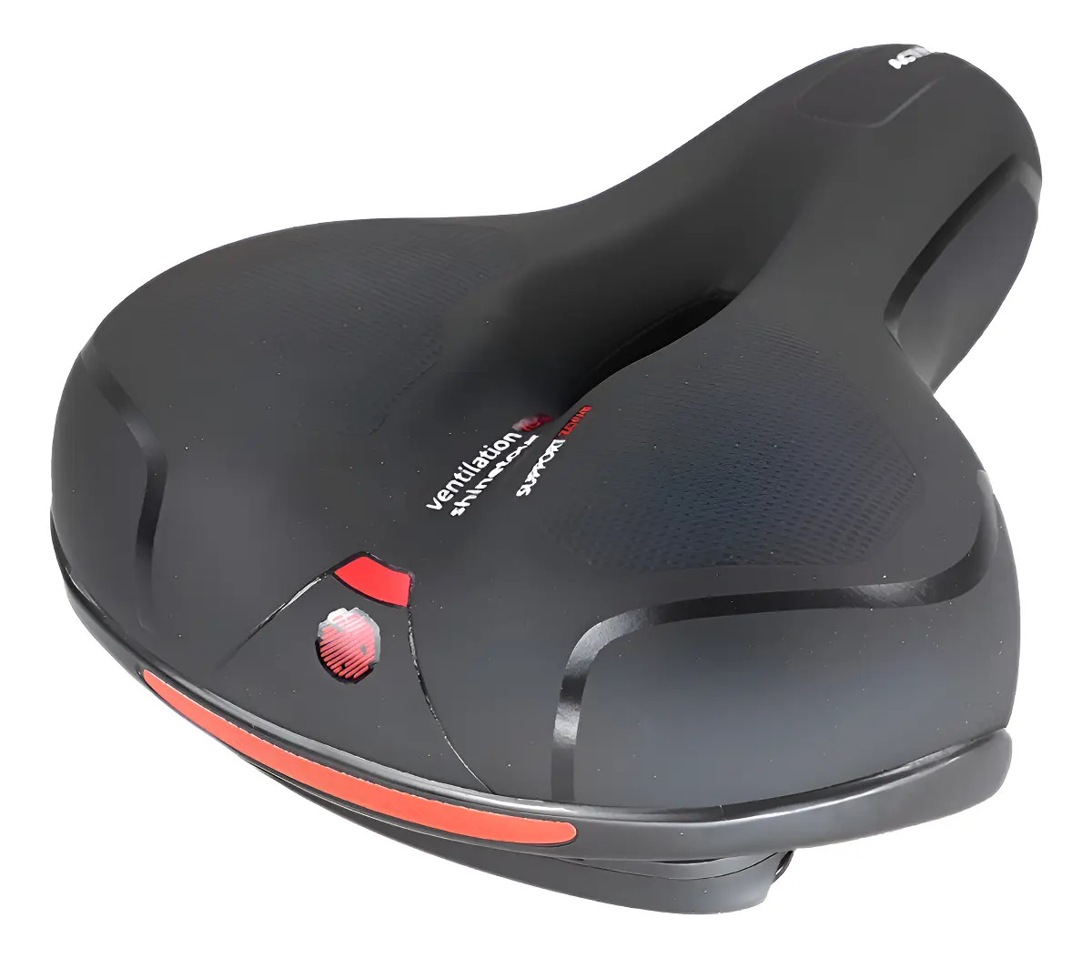 Asiento De Bicicleta, Acolchado, Impermeable, Antiprostático Ancho 20 Cm Color Negro Largo 25 Cm
