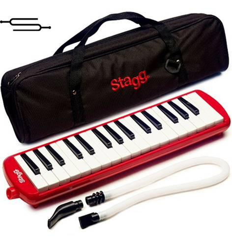 Melodica Piano 32 Notas, Funda Con Correa Profesional Rojo