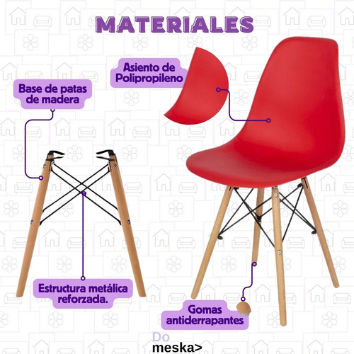 Set 6 Sillas Eames Minimalista Para Jardin Salas Comedor