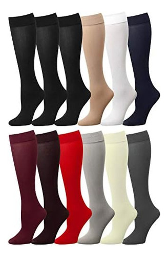 Falari 12 Pares Multicolor Mujer Elástico Spandex Opaco Rodi
