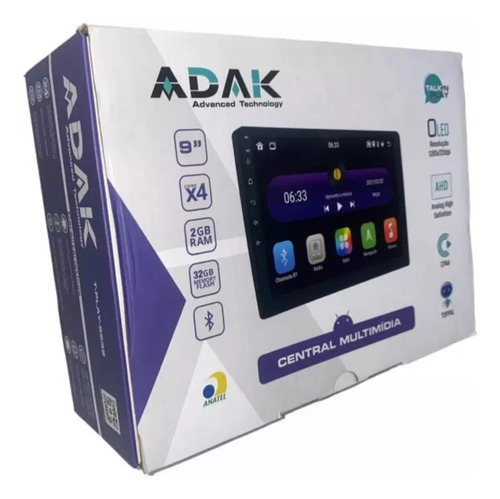 Multimidia Adak 9p Qled 4-core 2ram 32gb Voz Carplay Android