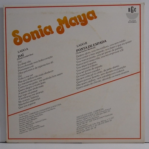 Sonia Maya 1982 Daí / Ponta De Espada Compacto (Usado)