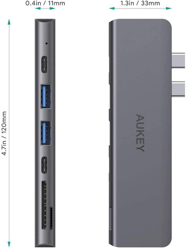 Imagen 2 de 4 de Aukey Hub Adaptador Usb Hdmi Sd Apple Macbook Mac Pro Air