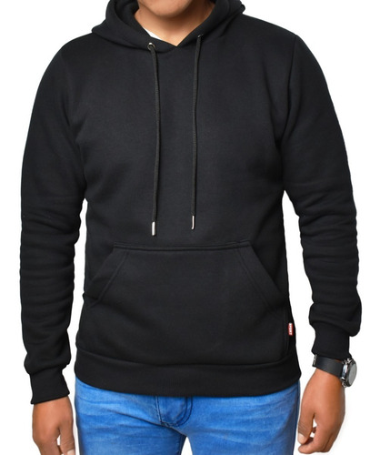 Imagen 3 de 6 de Buzo Canguro Hoodie Clásico Hombre Capucha Frizado Premium
