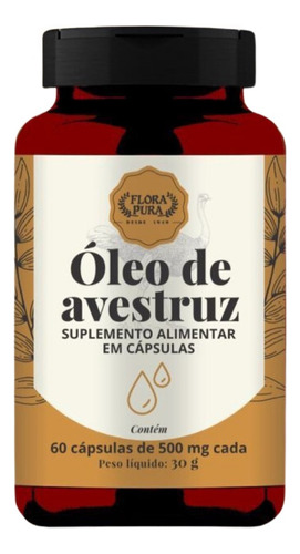 Oleo De Avestruz 500mg Caps Flora Pura