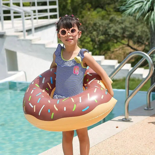 2pzs Llanta Dona Inflable Mordida Flotador Alberca 70cm Rosa