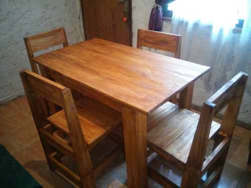 Juego De Comedor 4 Personas,mesa Y Sillas,madera Maciza