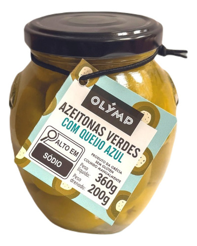 Kit 3 Und Azeitona Verde Grega Com Queijo Azul Olymp 200g