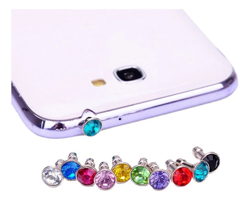 Plugue Tampa Do Fone De Ouvido Celular Diamante Cristal Ouro