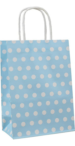 Bolsa De Papel Kraft Azul Puntos Pequeña Regalo Cotillón