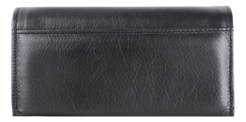 Cartera Grande Mujer Cuero Cierre Espejo Billetera Dama Color Negro