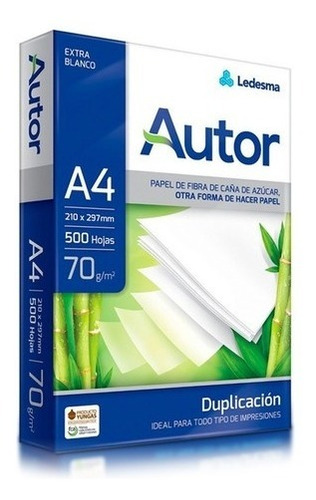 Resma Autor 70 Gramos A4 500 Hojas Papel Blanco