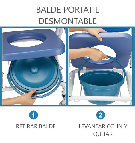 Baño Inodoro Silla Aluminio Asiento Acolchado Reposapies