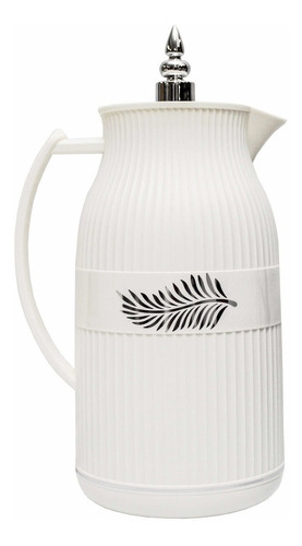 Garrafa Térmica Luxo 1 Litro Para Café, Água E Chá Premium Cor Branco e Prata