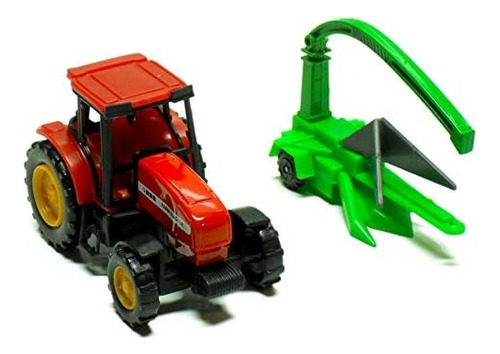 Tractor De Campo 1:55 Coleccion Metal C/acoplado Cosechadora