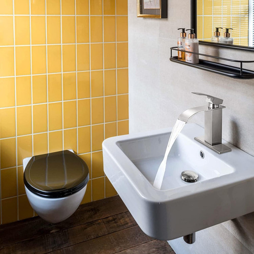 Grifo Mezclador Para Lavabo De Baño De Acero Inoxidable Acabado Mate Color Gris