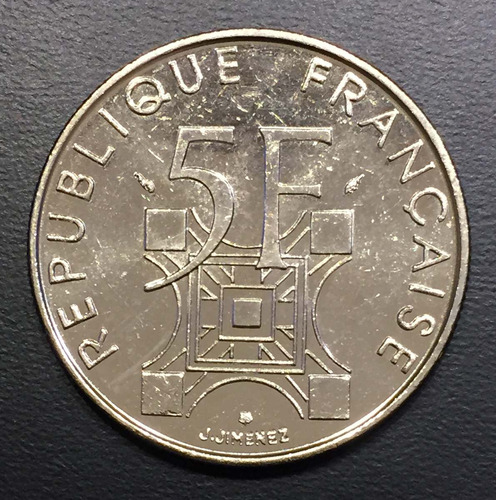 Fra142 Moneda Francia 5 Francs 1989 Unc-bu Ayff