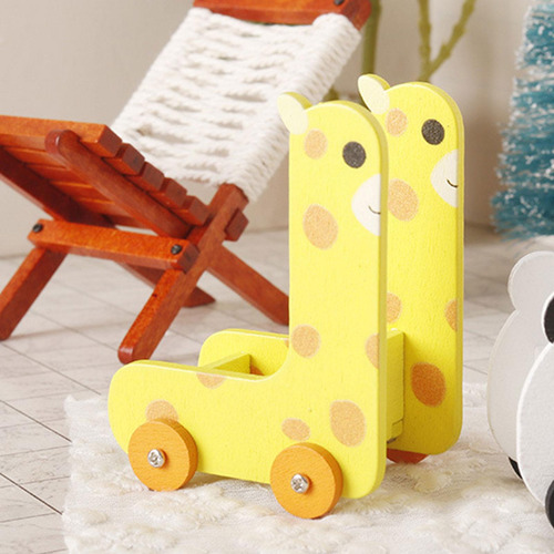 3 Carro De Almacenamiento De Animales, Mini Muebles, Jirafa
