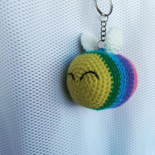 Abeja De Colores Amigurumi Tejida Al Crochet (c/llavero)