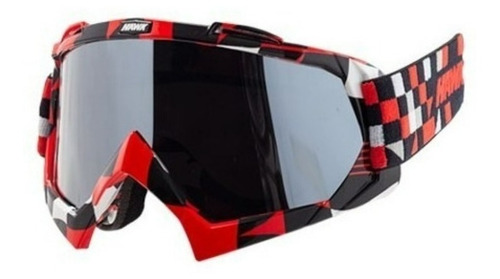 Antiparra Moto Cross Negro Rojo Visor Espejado Hawk