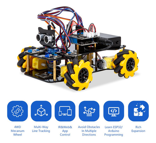Kit Coche Robot Inteligente 4wd Arduino Ide Mmg