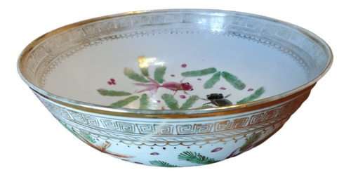 Bowl Cuenco Chino Grande Familia Rose Canton Antiguo