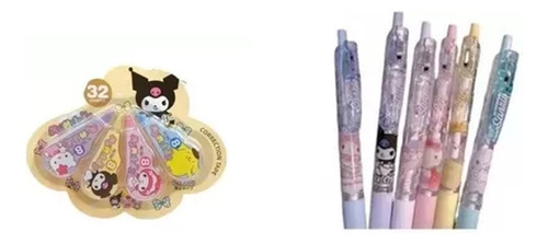 Set Plumas De Gel Tinta Negra + 4 Correctores Sanrio Kitty