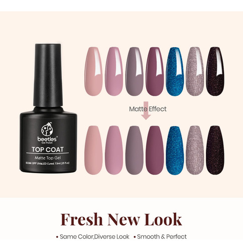 Top Coat Para Lampara Uv Acabado Mate 7.5ml Larga Duracion Matte Top Coat