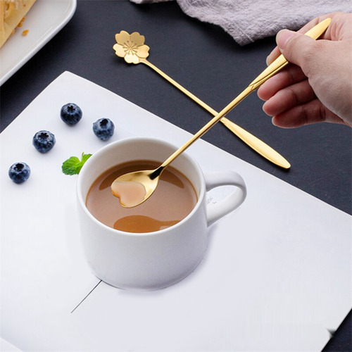 Stainless Steel Flower Gold Scoop Coffee Spoon Gift K
